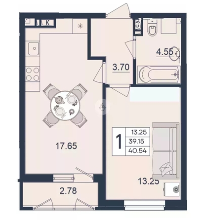 
  Продается 1-комн. квартира 40.54 м², в ЖК Дом 101. Фото 1.