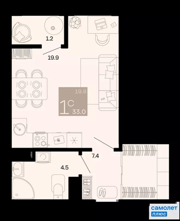 
  Продается студия 33 м², в ЖК Хозяин морей, литер 1. Фото 23.