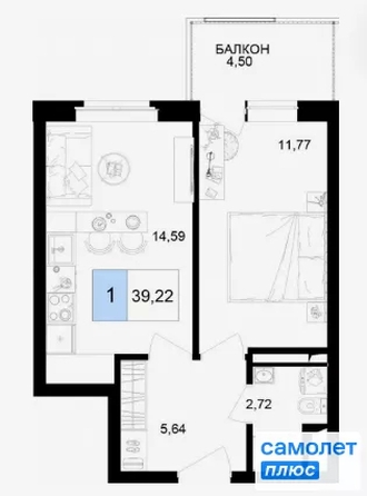 
  Продается апартамент 39 м², в ЖК Корсаков, корпус 3. Фото 18.