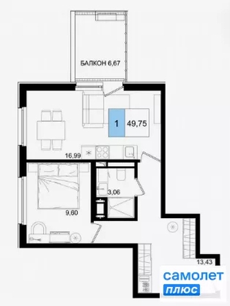 
  Продается апартамент 50 м², в ЖК Корсаков, корпус 3. Фото 18.