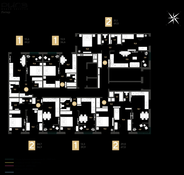 
  Продается 1-комн. квартира 44.2 м², в ЖК РИДЗ, литер 6. Фото 2.