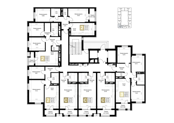 
  Продается 2-комн. квартира 57.05 м², в ЖК На Высоком берегу, дом 1. Фото 20.