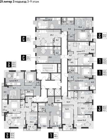
  Продается 2-комн. квартира 64.4 м², в ЖК Парк Победы 2, литера 21. Фото 2.