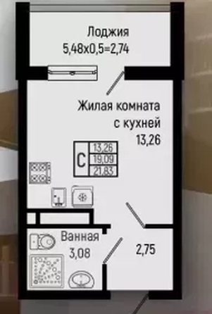 
  Продается студия 21.83 м², в ЖК Сан Хилс Ольгинка, 4. Фото 1.