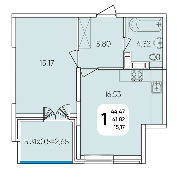 
  Продается 1-комн. квартира 50 м², в МКР Любимово, 12 квартал литер 1. Фото 16.