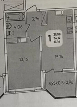 
  Продается 1-комн. квартира 40 м², в МКР Любимово, 12 квартал литер 1. Фото 28.