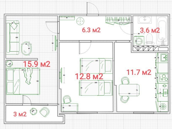 
  Продается 2-комн. квартира 53 м², в ЖК Смородина, литера 5. Фото 11.