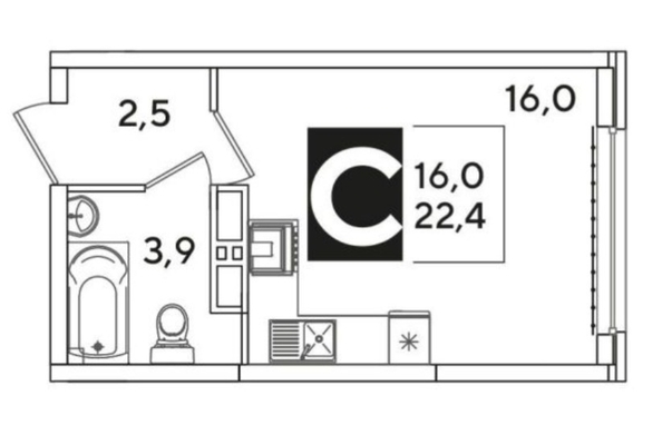 
  Продается 1-комн. квартира 24 м². Фото 13.