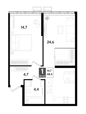 
  Продается 1-комн. квартира 47.6 м², в ЖК ДОГМА ПАРК, литера 18. Фото 1.