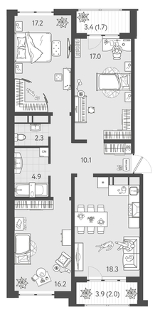 
  Продается 3-комн. квартира 88.4 м², в ЖК Все Свои ВИП, литера 3. Фото 1.