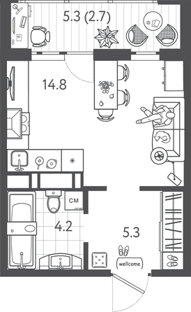 
  Продается студия 26.75 м², в ЖК Все Свои ВИП, литера 3. Фото 1.