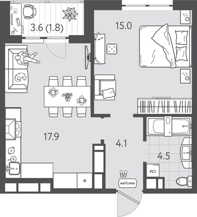 
  Продается 1-комн. квартира 42.6 м², в ЖК Все Свои ВИП, литера 3. Фото 1.