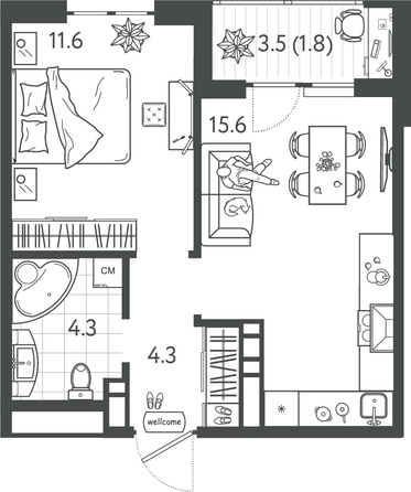 
  Продается 1-комн. квартира 37.5 м², в ЖК Все Свои ВИП, литер 4. Фото 1.