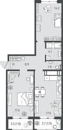 
  Продается 2-комн. квартира 66.2 м², в ЖК Все Свои ВИП, литер 7. Фото 1.