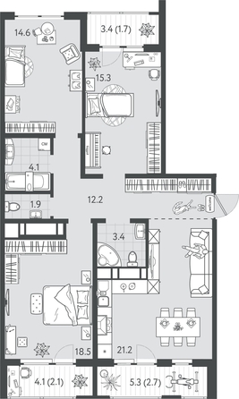 
  Продается 3-комн. квартира 96.95 м², в ЖК Все Свои ВИП, литер 7. Фото 1.