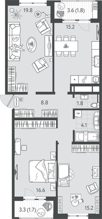 
  Продается 3-комн. квартира 84.5 м², в ЖК Все Свои ВИП, литер 7. Фото 1.
