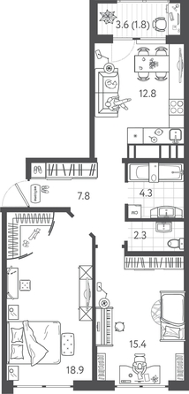 
  Продается 2-комн. квартира 63.4 м², в ЖК Все Свои ВИП, литера 6. Фото 1.