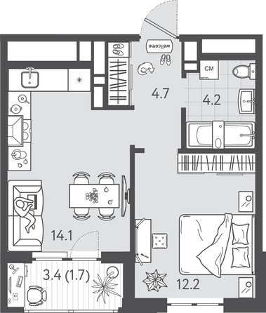 
  Продается 1-комн. квартира 36.75 м², в ЖК Все Свои ВИП, литера 6. Фото 1.