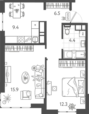 
  Продается 2-комн. квартира 48.2 м², в ЖК Все Свои ВИП, литер 8. Фото 1.