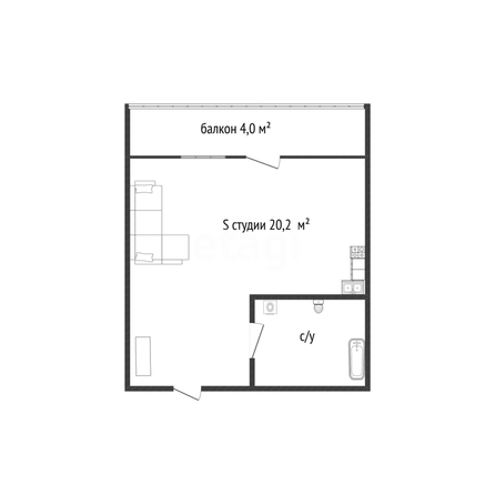 
  Продается студия 20.2 м², в ЖК Клубный квартал «Друзья», лит 1. Фото 1.