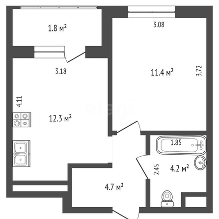 
  Продается 1-комн. квартира 38.9 м². Фото 1.