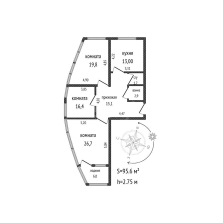 
  Продается 3-комн. квартира 95.6 м², в ЖК Fresh (Фреш), литера 2. Фото 1.