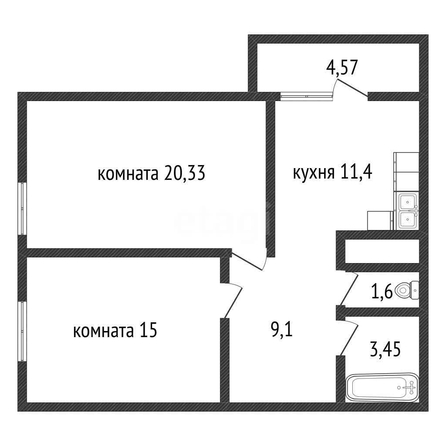 
  Продается 2-комн. квартира 62.1 м². Фото 1.