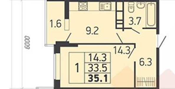 
   Продам 1-комнатную, 32.8 м², Героя Георгия Бочарникова ул, 4 к2

. Фото 16.