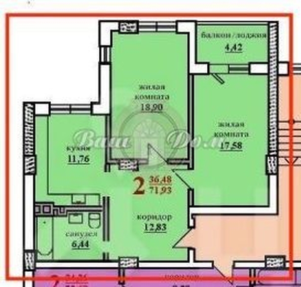 
   Продам 2-комнатную, 72 м², Мускатная ул, 6к3

. Фото 3.