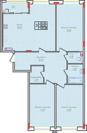 
   Продам 3-комнатную, 101.7 м², Суворов, дом 6

. Фото 2.