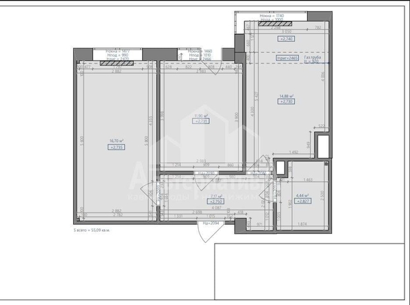 
  Продается 2-комн. квартира, 55.09 м², Кленовая роща ул
. Фото 20.