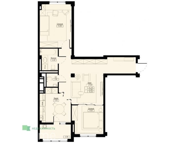 
  Продается 2-комн. квартира, 72.3 м², ЖК Долина Кислорода О2, дом 1
. Фото 14.