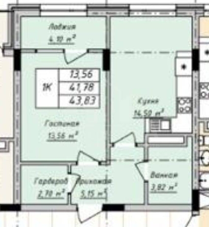 
  Продается 1-комн. квартира, 43.8 м², Гоголя ул
. Фото 2.
