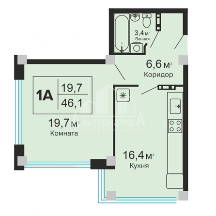 
  Продается 1-комн. квартира, 46.1 м², Шмидта ул
. Фото 1.