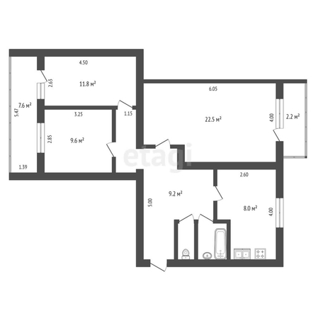 
   Продам 3-комнатную, 69.9 м², Некрасова ул, 6

. Фото 14.