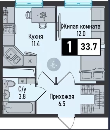 
  Продается 1-комн. квартира 33.7 м². Фото 3.