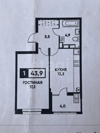 
  Продается 1-комн. квартира 44 м². Фото 10.