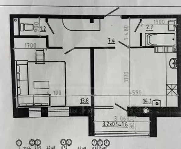 
  Продается 1-комн. квартира 45 м². Фото 1.