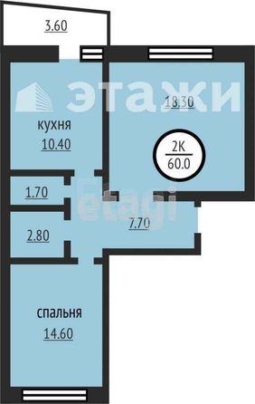 
   Продам 2-комнатную, 53.9 м², Ленина ул, 175

. Фото 14.