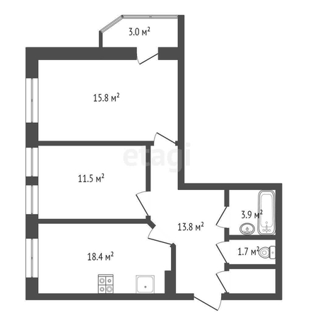 
   Продам 2-комнатную, 63 м², Матрёны Наздрачёвой ул, 7/1

. Фото 10.