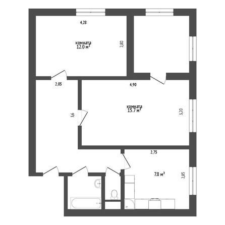 
   Продам 2-комнатную, 43.9 м², 50 лет ВЛКСМ ул, 44/2

. Фото 10.