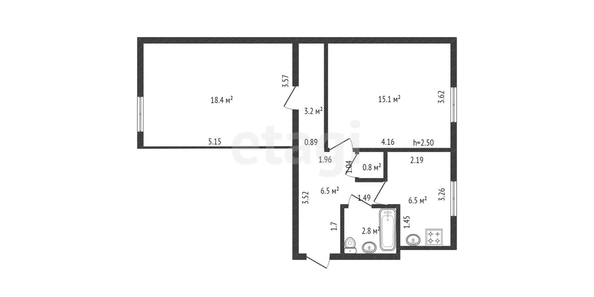 
   Продам 2-комнатную, 53.3 м², Пушкина ул, 73

. Фото 15.