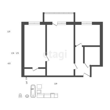 
   Продам 2-комнатную, 45.1 м², Пржевальского ул, 21

. Фото 22.