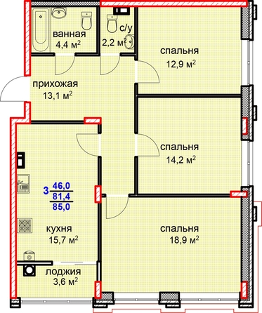 
   Продам 3-комнатную, 85 м², Суворов, дом 1

. Фото 2.