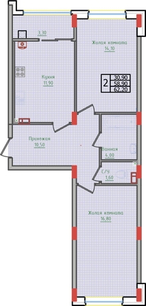 
   Продам 2-комнатную, 62.2 м², Суворов, дом 5

. Фото 2.