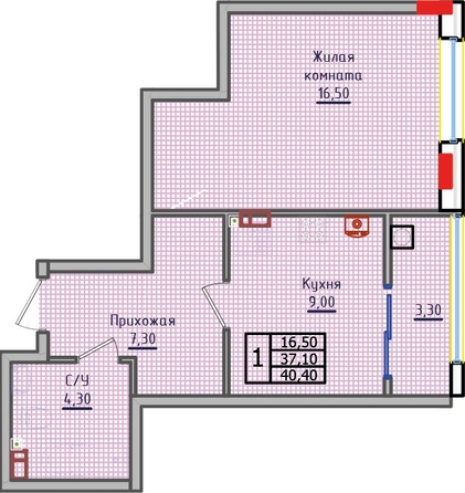 
   Продам 1-комнатную, 40.4 м², Суворов, дом 5

. Фото 2.