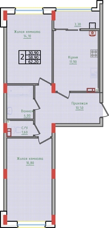 
   Продам 2-комнатную, 62.2 м², Суворов, дом 5

. Фото 2.