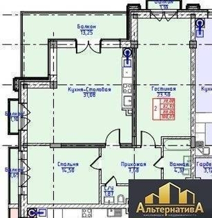 
  Продается 2-комн. квартира, 100 м², Виноградная ул
. Фото 4.
