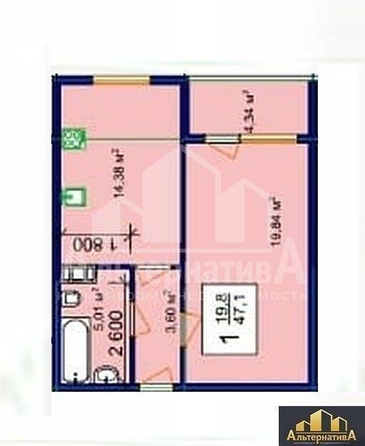 
   Продам 1-комнатную, 47.2 м², Замковая ул

. Фото 2.