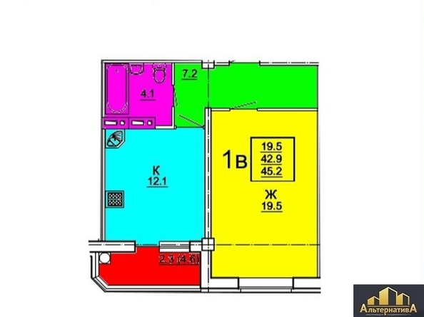 
  Продается 1-комн. квартира, 45.2 м², Егоршина ул
. Фото 1.